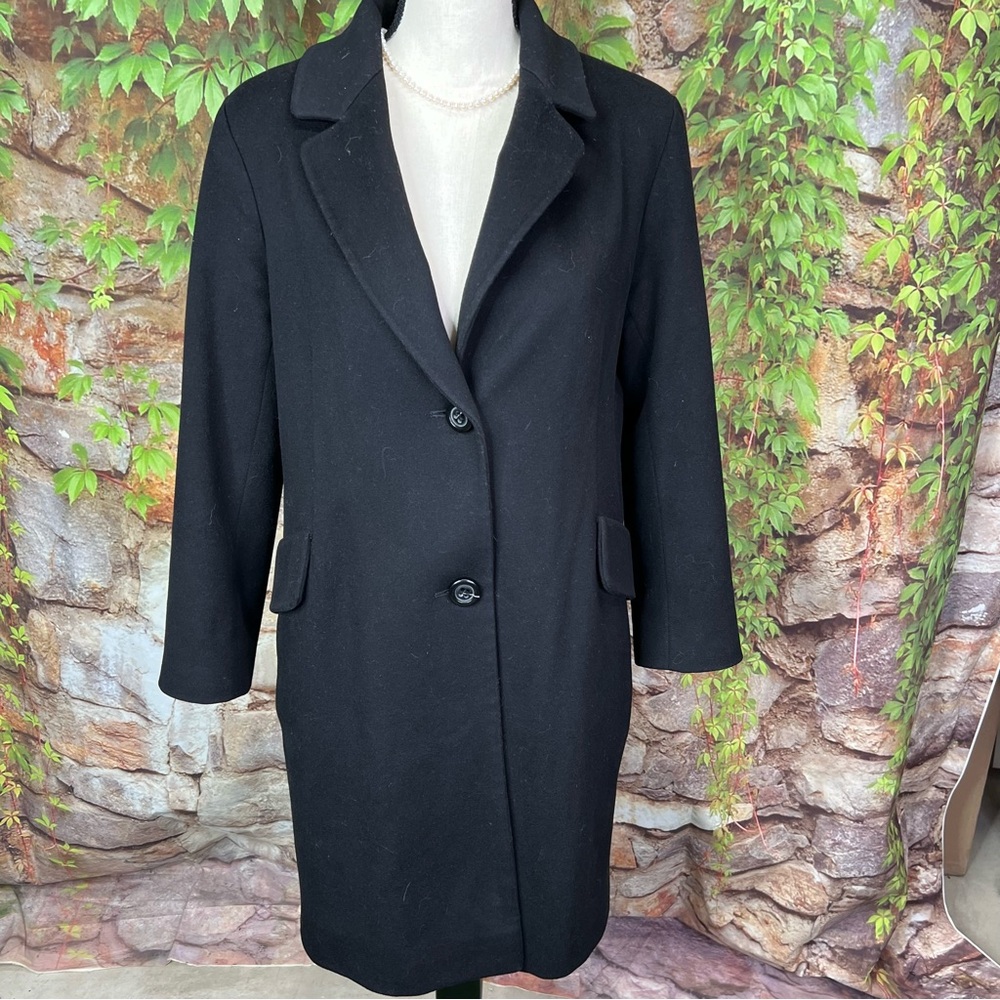 FLEURETTE Mid-Length Black Loro Piana Wool Top Coat, 10 - Picture 3 of 15